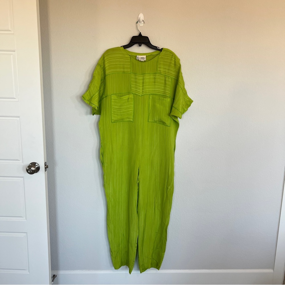 La Perla Green 100% Silk Vintage Jumpsuit Size Medium